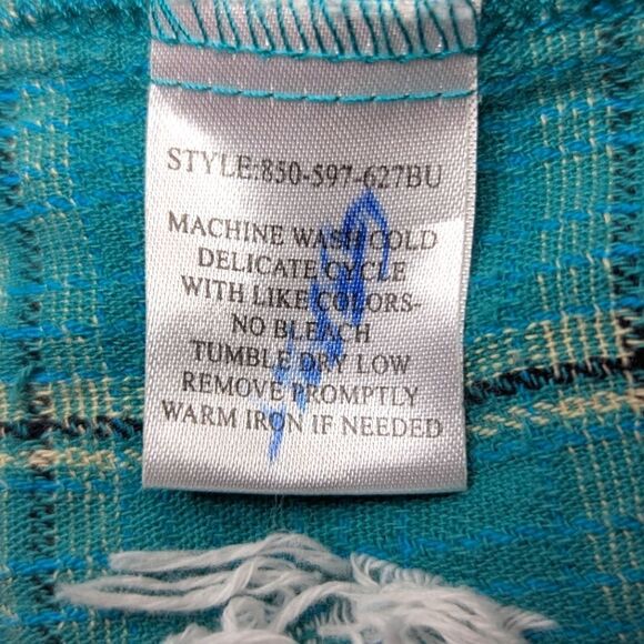 VTG Roughrider Teal Diamond Rodeo Cowboy Countryside Western Desert Button Up L - Picture 9 of 9